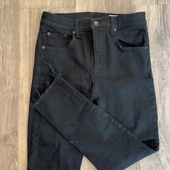 Rag & Bone 10 inch Capri Black Jeans Raw Hem Size  28 - Picture 3 of 5